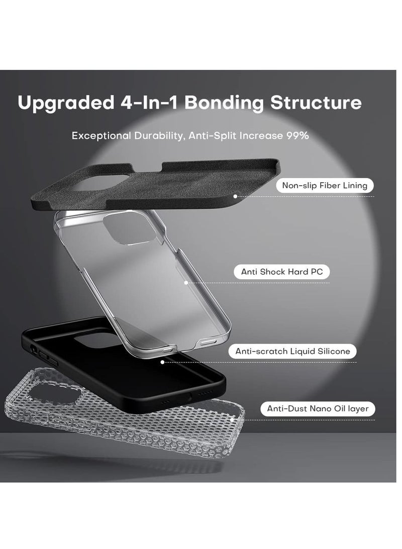 5 in 1 Designed for iPhone 14 Plus Case, with 2 Pack Screen Protector + 2 Pack Camera Lens Protector, Liquid Silicone Ultra Slim Shockproof Protective Phone Case 6.7 Black - Image 2