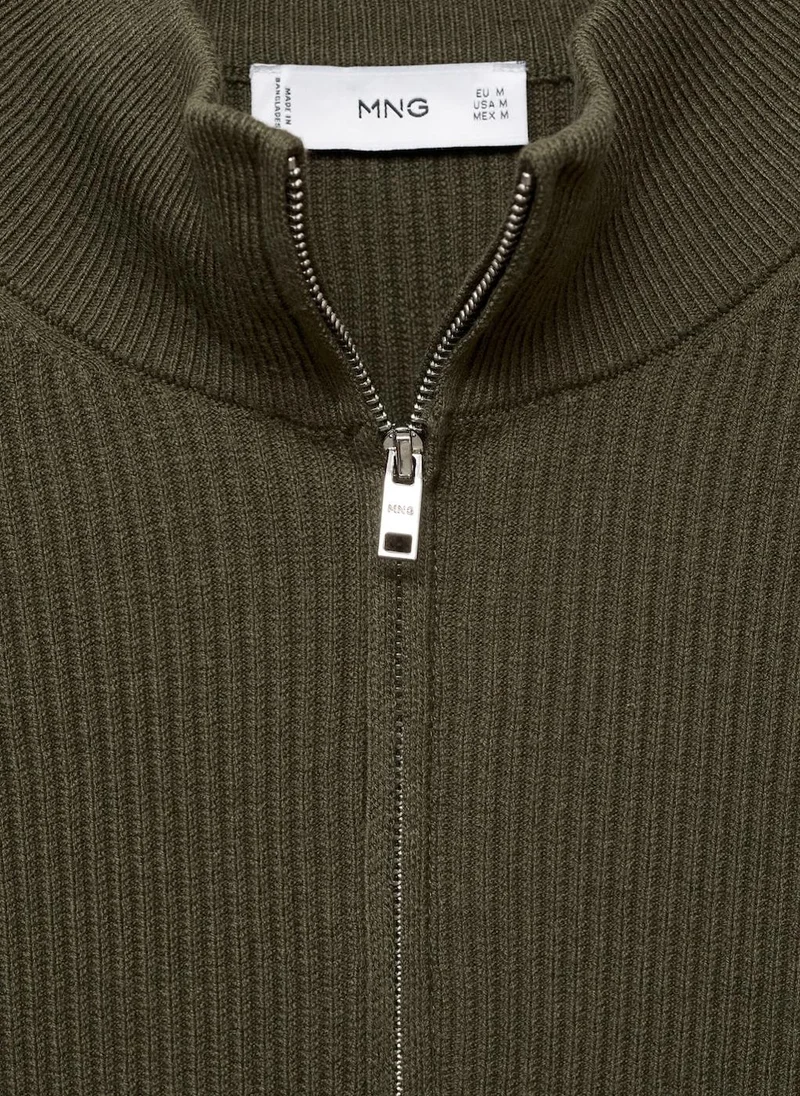 Mango Man  Ribbed sweater with zip neck for Men | Best Price UAE
