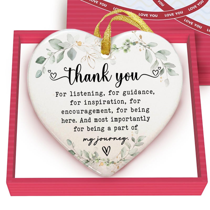 GOSSBY Heart-Shaped Thank You Ornament - Thank You Gift for Women - Christmas, Appreciation Gift for Teacher, Coworker, Employee, Boss, Friend - Christmas Tree Ornament Decor Idea 2025 - Image 1