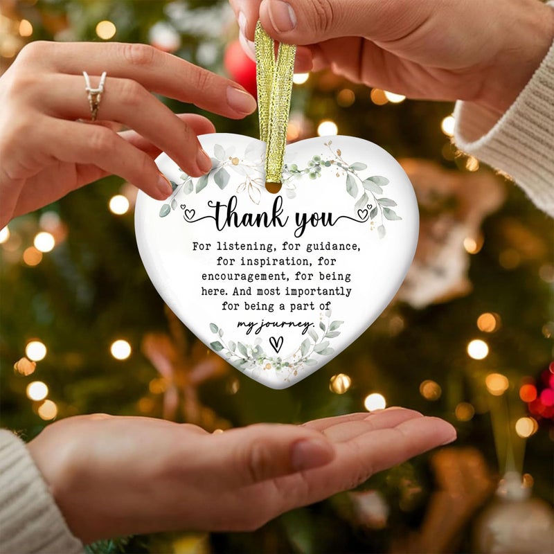 GOSSBY Heart-Shaped Thank You Ornament - Thank You Gift for Women - Christmas, Appreciation Gift for Teacher, Coworker, Employee, Boss, Friend - Christmas Tree Ornament Decor Idea 2025 - Image 4