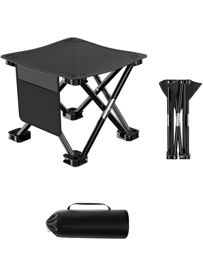 KASTWAVE Camping Stools Portable Folding Outdoor Chairs With 330 Lbs Capacity Compact Foldable Seat For Hiking Fishing & Travel Includes Carry Bag Black - Image 1