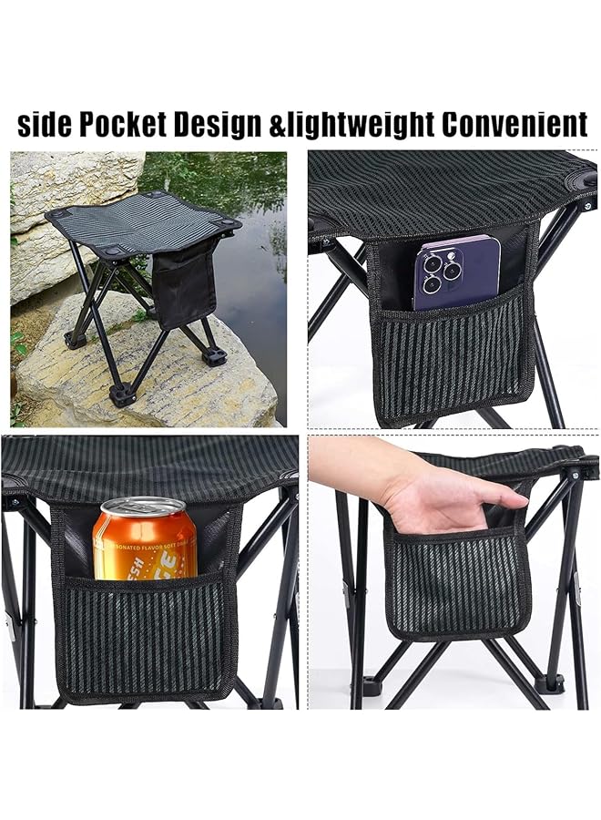 KASTWAVE Camping Stools Portable Folding Outdoor Chairs With 330 Lbs Capacity Compact Foldable Seat For Hiking Fishing & Travel Includes Carry Bag Black - Image 5