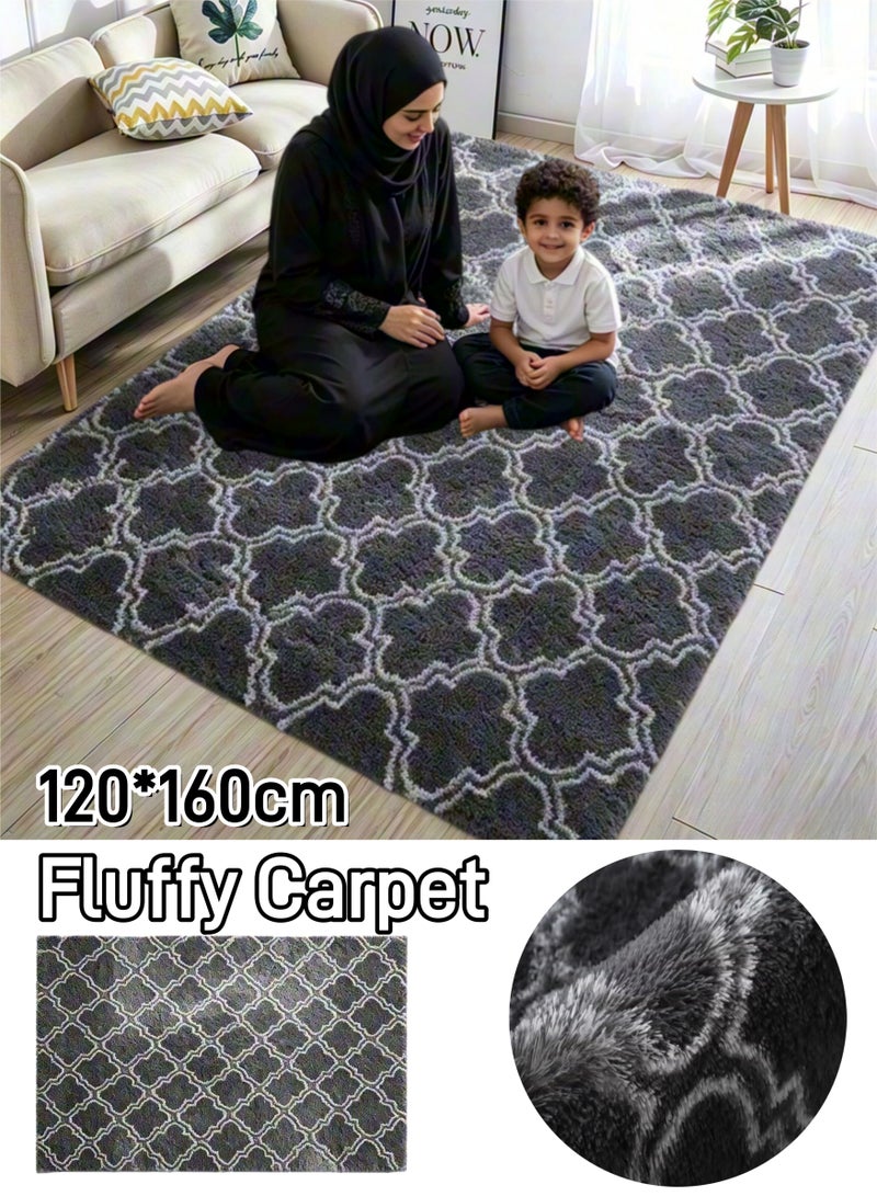 Aimayapet Fluffy Carpet Super Soft Rugs Large Area Rugs for Living Room Bedroom High Pile Fluffy Area Carpet Non-Slip Soft Plush Furry Bedside Rug Machine Washable Tie-Dye Rugs Grey for Kids Room Nursery Home Decor - Image 1