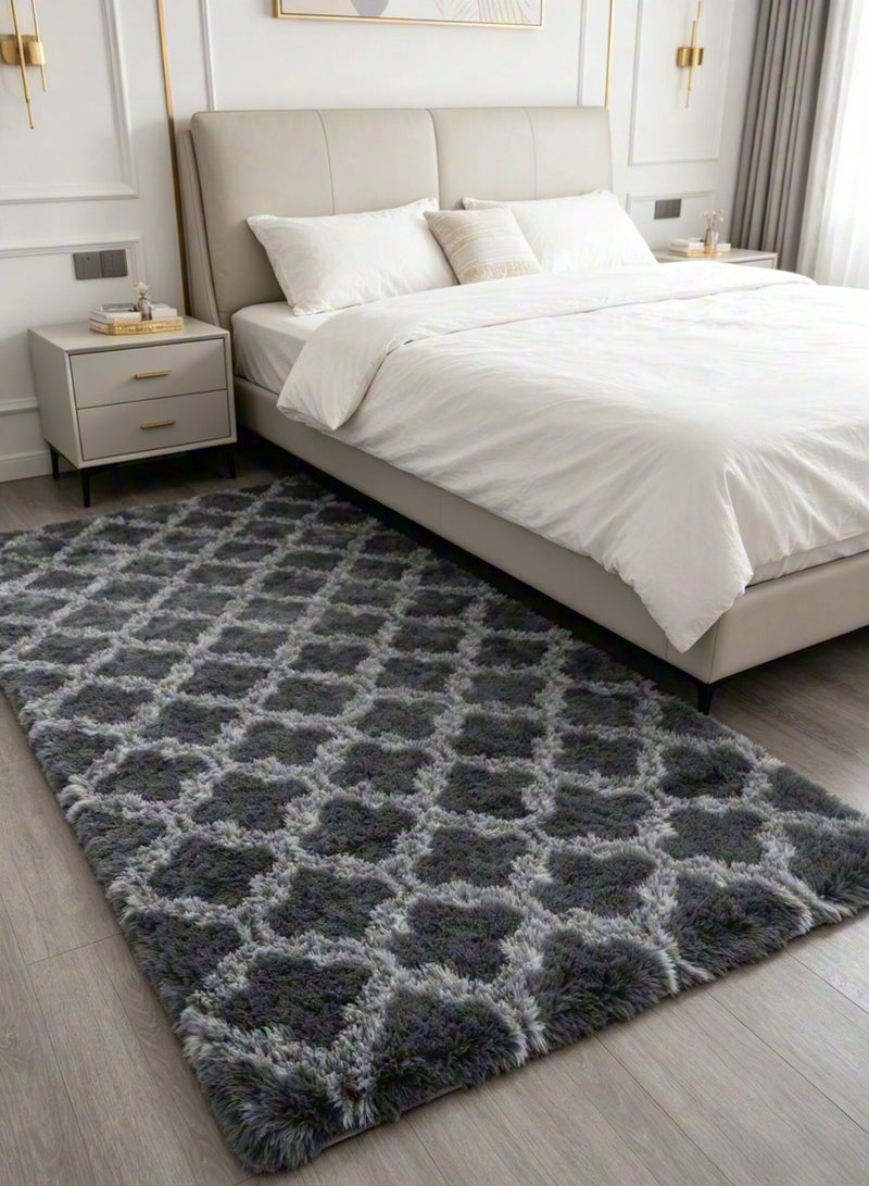 Aimayapet Fluffy Carpet Super Soft Rugs Large Area Rugs for Living Room Bedroom High Pile Fluffy Area Carpet Non-Slip Soft Plush Furry Bedside Rug Machine Washable Tie-Dye Rugs Grey for Kids Room Nursery Home Decor - Image 3