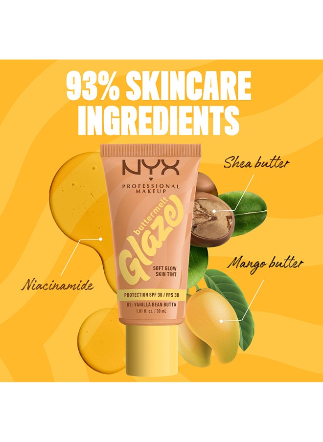 NYX PROFESSIONAL MAKEUP - Buttermelt Glaze Soft Glow Skin Tint + SPF/FPS 30 Foundation 12h Wear Vanilla Bean Butta - Image 1