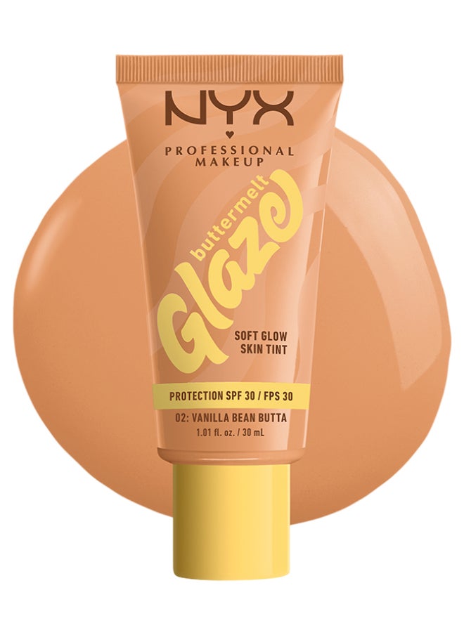 NYX PROFESSIONAL MAKEUP Buttermelt Glaze Soft Glow Skin Tint + SPF/FPS 30 Foundation 12h Wear Vanilla Bean Butta  - Image 2