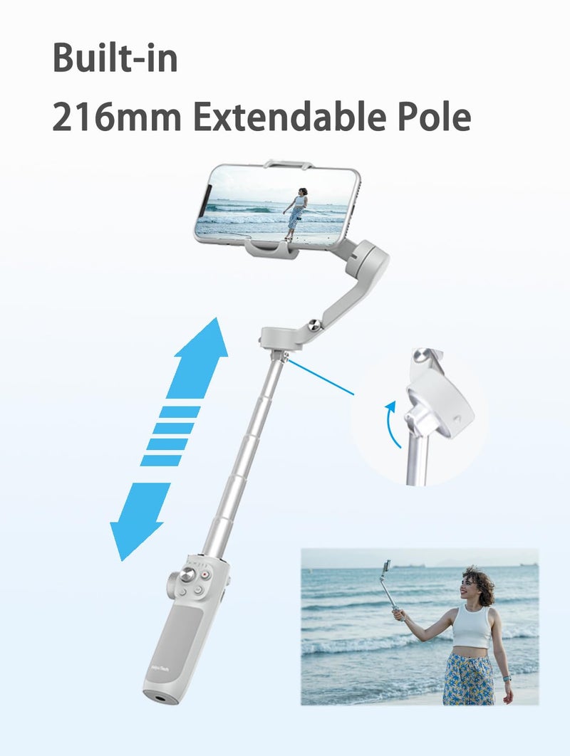 FeiyuTech فييوتيك فيمبل 4 [رسمي] مثبت جيمبال للهواتف الذكية 3 محاور، عمود قابل للتمديد 8.4 بوصة، تتبع AI للوجه/الأشياء، يناسب آيفون 14 13 برو/ماكس هواتف أندرويد سامسونج يوتيوب إنستغرام تيك توك، الحد الأقصى 260 جرام - Image 3