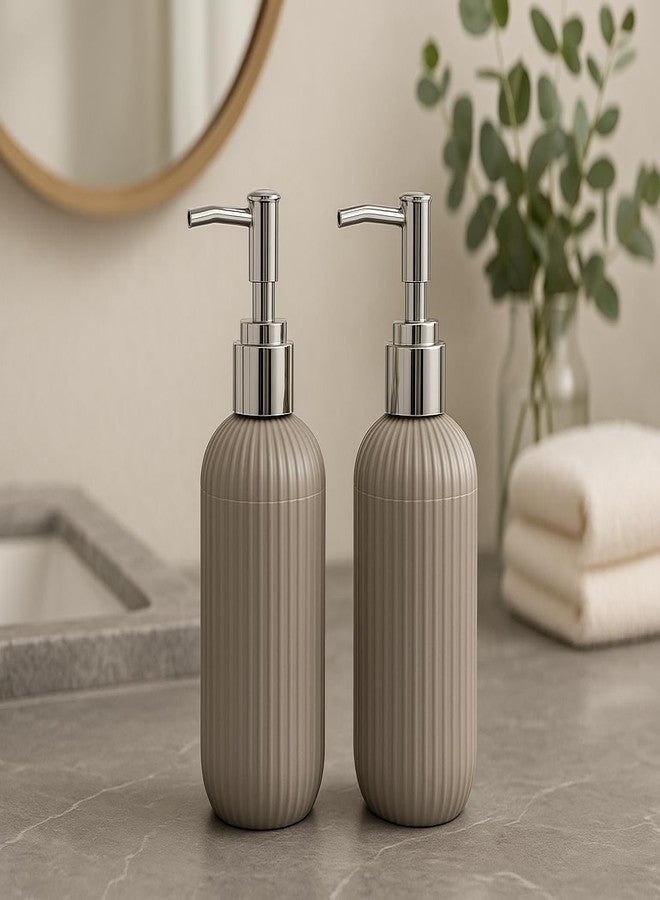 LAGET® 300ml Soap Dispenser for wash Basin - White Black Golden Print | Kitchen and Bathroom Accessories Items | Handwash Dispenser Bottle- Set of 2 (Grey) - Image 2