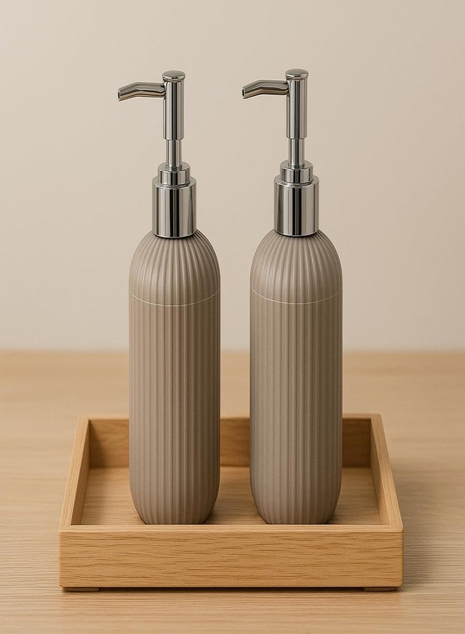 LAGET® 300ml Soap Dispenser for wash Basin - White Black Golden Print | Kitchen and Bathroom Accessories Items | Handwash Dispenser Bottle- Set of 2 (Grey) - Image 1