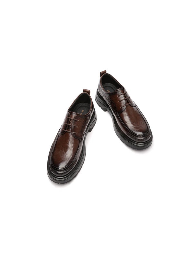Red Dragonfly Formal Leather Shoes, Height-increasing, Fashionable Lace-up, Business Casual Thick-soled Leather Shoes, Wedding Shoes Wta25033, Brown, Size 42 - Image 3