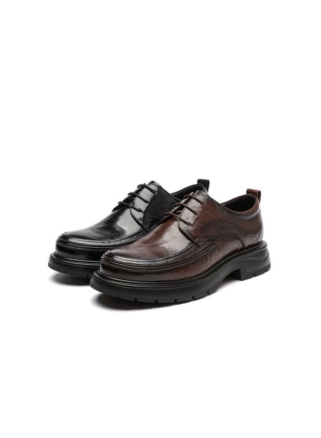 Red Dragonfly Formal Leather Shoes, Height-increasing, Fashionable Lace-up, Business Casual Thick-soled Leather Shoes, Wedding Shoes Wta25033, Brown, Size 42 - Image 2