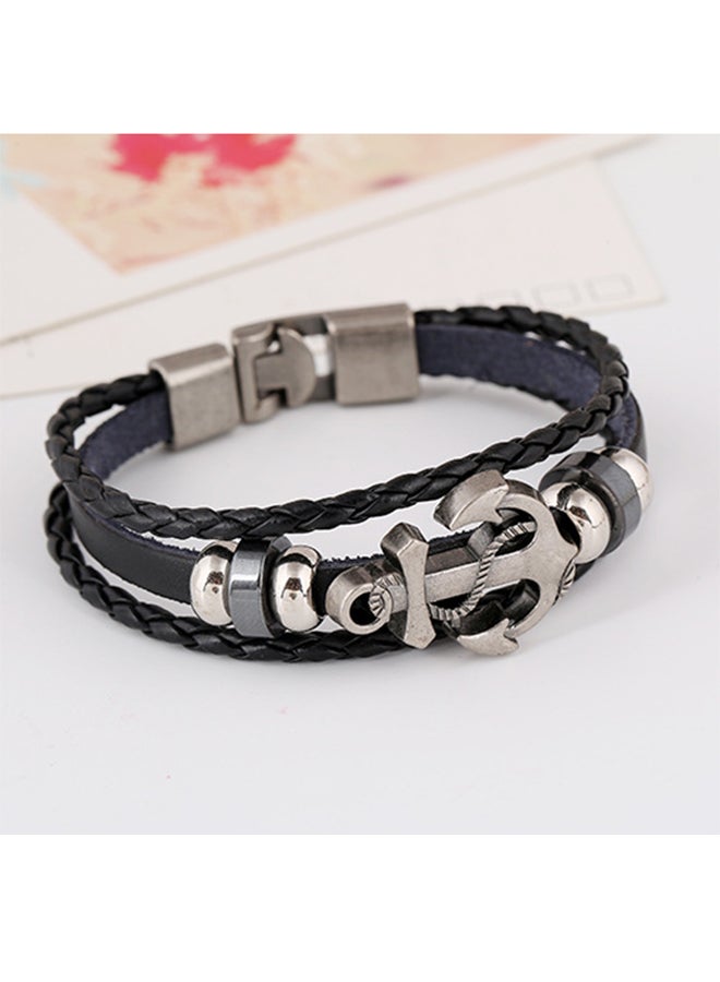 CJ Multilayer Leather Anchor Bracelet - Image 2
