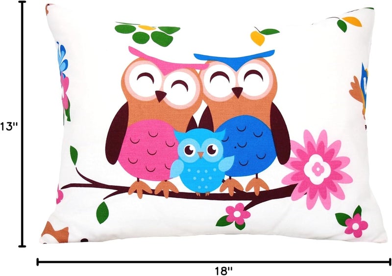 Comfy Turtles Cotton Toddler Pillowcase 13 x 18 Owl - Small Pillowcases for Travel Pillows, Owl Pillow Cases, Crib Pillows Protector for Toddler - Owls Family - Image 4