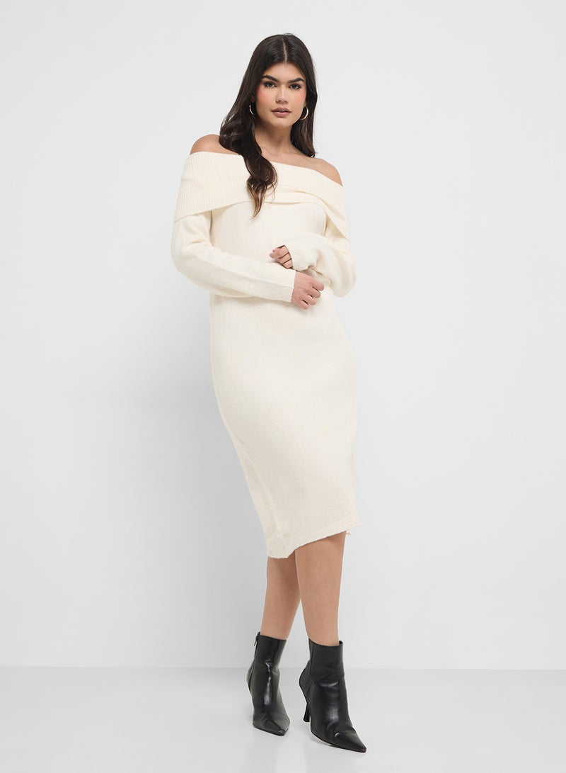 فيرو مودا فستان جيرسيه بكتف مكشوف - Image 1