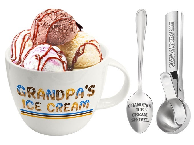 FATHERS DAY GRANDPA GIFTS GRANDPA GIFT FROM GRANDDAUGHTER GRANDPAS ICE CREAM BOWL SCOOP SHOVEL SPOON SET CHRISTMAS BIRTHDAY FATHERS DAY FROM GRANDKIDS