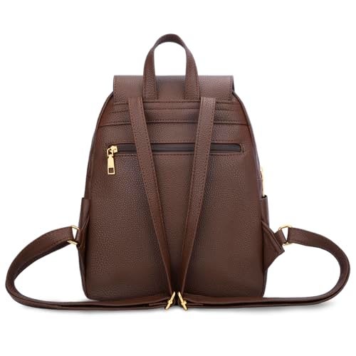 KKXIU Quilted Trendy Leather Backpack Purse for Women and Ladies Shoulder Travel Daypacks Bags (Coffee) - Image 5