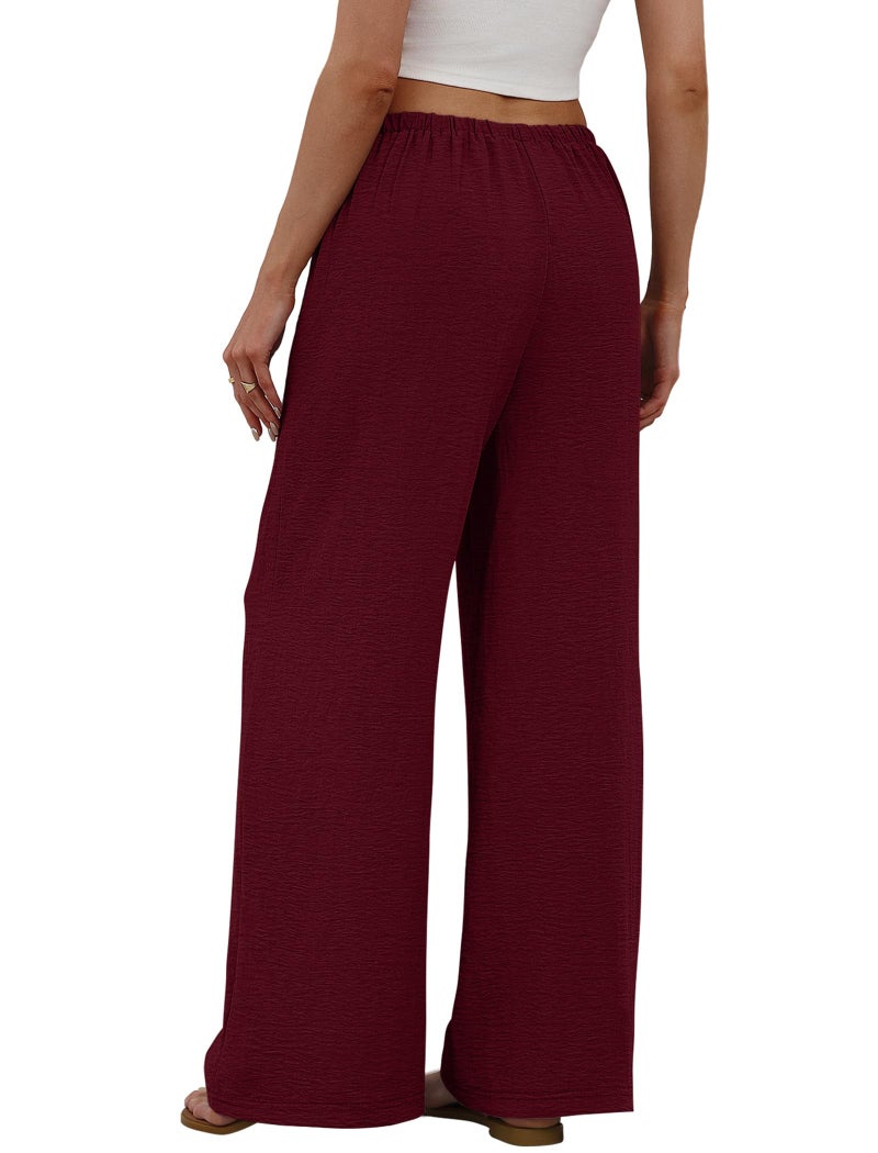 Sampeel Work Pants for Women Dressy Casual Business Outfits Spring Lounge Outfits Summer Trousers Comfy Flowy Ladies Clothes Burgundy XL - Image 5