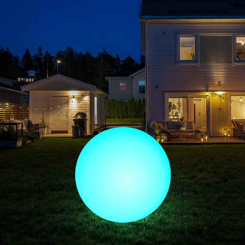 infray 12Inch LED Ball Light Solar Rechargeable Globe Light Color Changing Solar Globe Lamp IP67 Waterproof Outdoor Garden RGB Orb Light for Patio Pool Yard Bar Party Decorative Lighting - Image 2