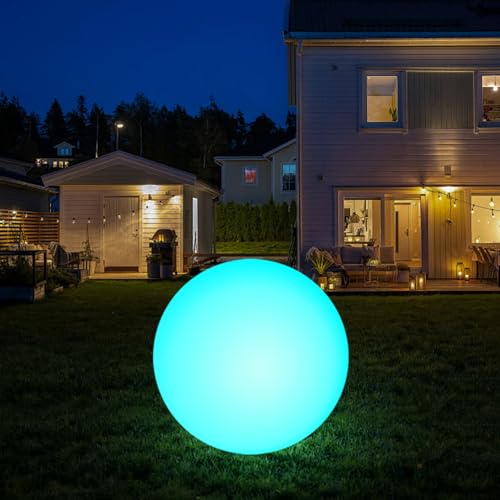 infray 12Inch LED Ball Light Solar Rechargeable Globe Light Color Changing Solar Globe Lamp IP67 Waterproof Outdoor Garden RGB Orb Light for Patio Pool Yard Bar Party Decorative Lighting - Image 1