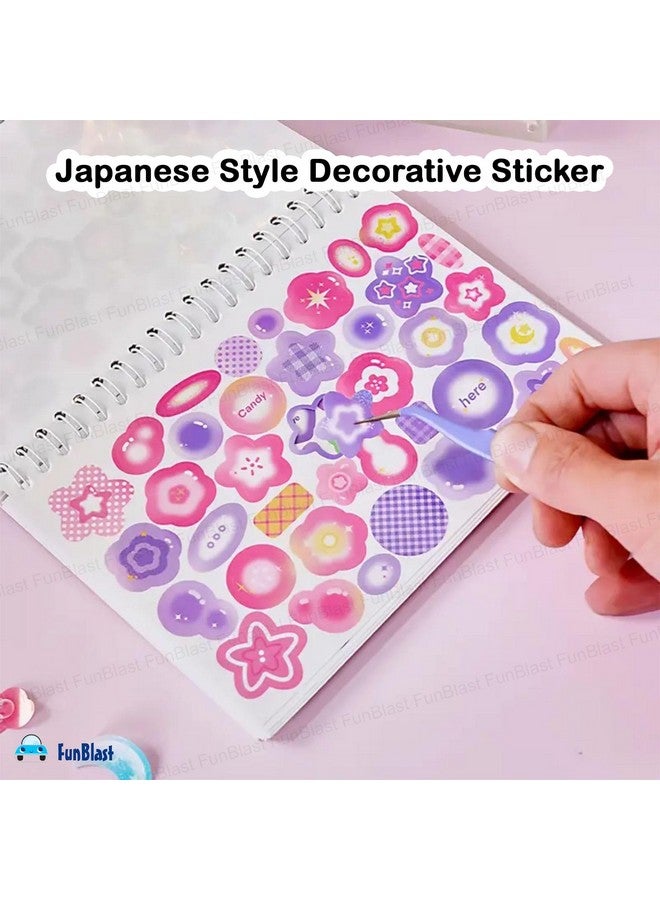 FunBlast Kawaii Sticker Book - 50 Sheets/2500 Stickers, Scrapbook Stickers Cute Butterfly Stars Heart Stickers, Self Adhesive, Korean Bows Ribbons Stickers Book (Purple) - Image 5