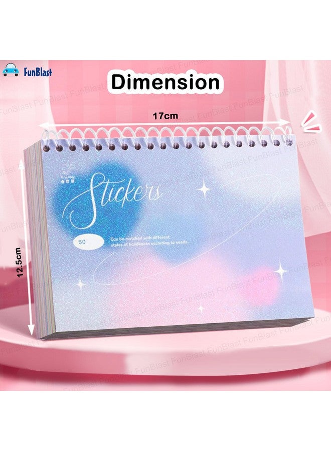 FunBlast Kawaii Sticker Book - 50 Sheets/2500 Stickers, Scrapbook Stickers Cute Butterfly Stars Heart Stickers, Self Adhesive, Korean Bows Ribbons Stickers Book (Purple) - Image 2