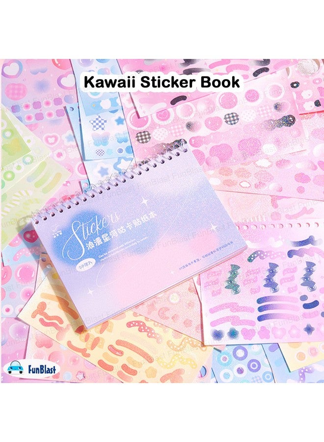 FunBlast Kawaii Sticker Book - 50 Sheets/2500 Stickers, Scrapbook Stickers Cute Butterfly Stars Heart Stickers, Self Adhesive, Korean Bows Ribbons Stickers Book (Purple) - Image 3