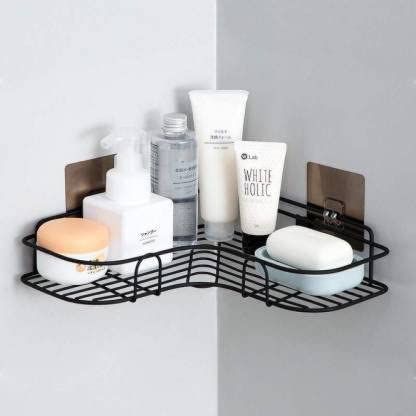 MorivaHomes MorivaHomes Multipurpose Corner Wall Mount Powder Coating Paint Metal Bathroom Shelf and Rack for Home and Kitchen Adhesive Sticker Support Without Drilling Metal Corner  - Image 2
