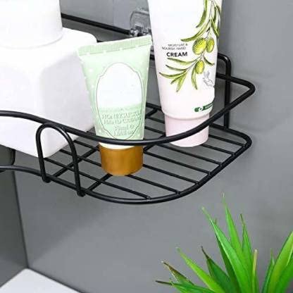 MorivaHomes MorivaHomes Multipurpose Corner Wall Mount Powder Coating Paint Metal Bathroom Shelf and Rack for Home and Kitchen Adhesive Sticker Support Without Drilling Metal Corner  - Image 4