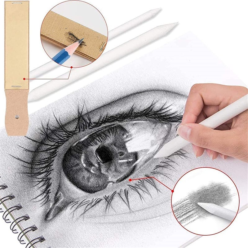 Definite Art Sketching Pencils Drawing Kit 42 Pcs with Zippered Carrying Case (26 Pencil 6 Sticks 3 Stumps 3 Eraser 1 Sharpener 1 Sand Paper 1 Cutter 1 E0xtender 1 Carry Case) - Image 4