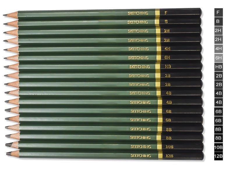 Definite Art Sketching Pencils Drawing Kit 42 Pcs with Zippered Carrying Case (26 Pencil 6 Sticks 3 Stumps 3 Eraser 1 Sharpener 1 Sand Paper 1 Cutter 1 E0xtender 1 Carry Case) - Image 2