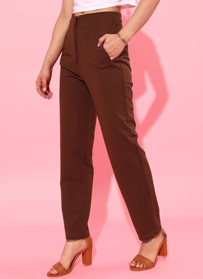 STREET 9 Brown Straight Fit High-Rise Culottes for Women