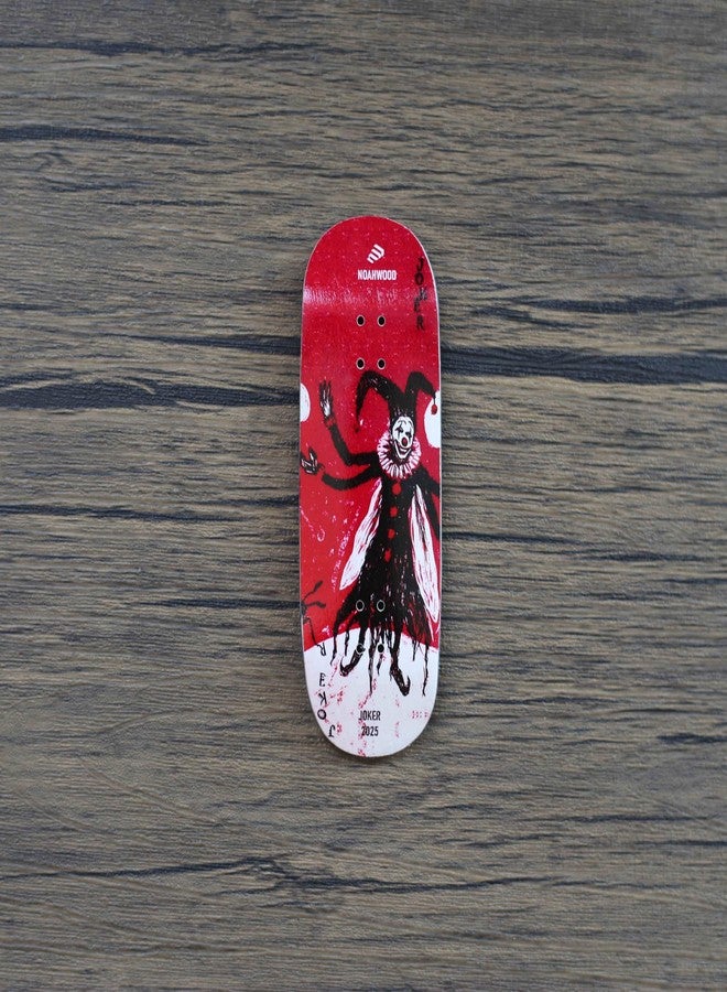 NOAHWOOD 15s PRO Fingerboard Deck (5-Layer Colour Maple Wooden Pro Concave 35 x 98mm Handmade Deck + 2 Grip Tape) Red Joker - Image 2