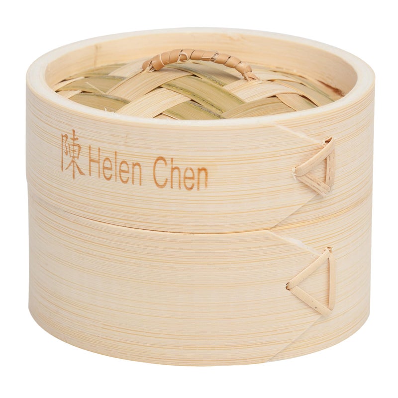 Helen's Asian Kitchen Bamboo Food Steamer with Lid - 100% Natural Bamboo - Basket Steamers for Cooking Dumplings, Dim Sum, Veggies, Fish, Meat - Preserve Nutrients & Flavors - 4-Inch, Set of 2 - Image 1