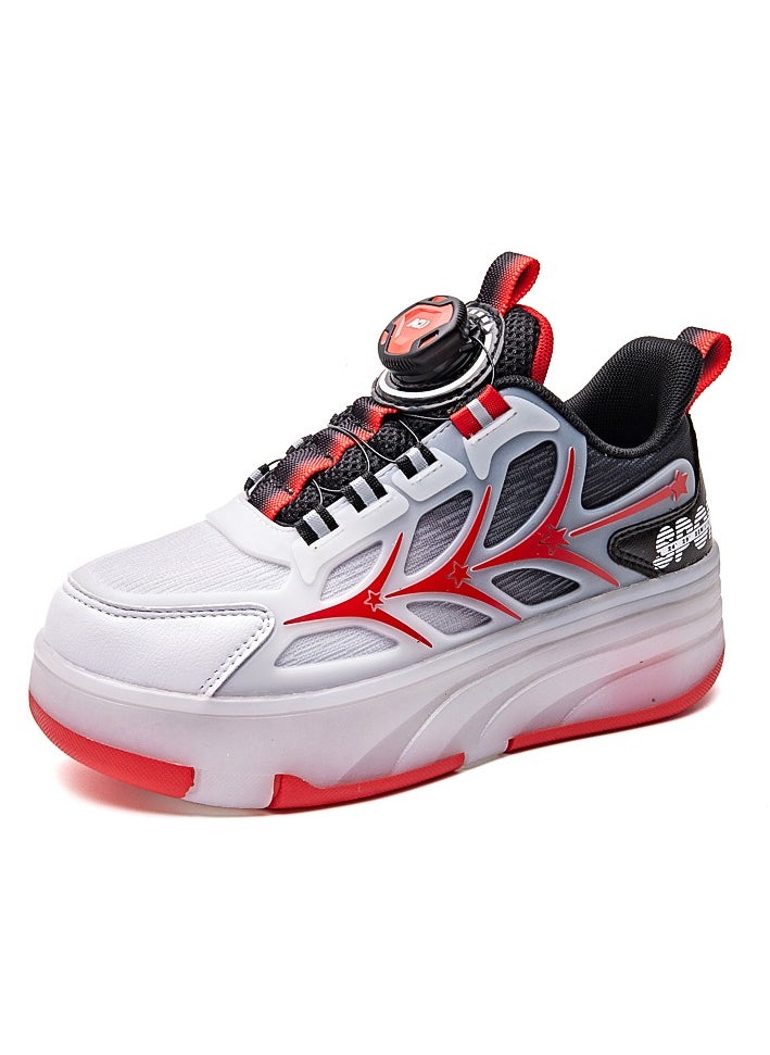 LITTLE ROCKZ Kids Four Wheel Roller Shoes Rechargeable LED Flash Light Sneaker Skate Heelys Shoes Red  - Image 5