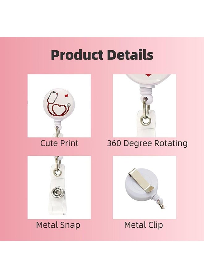 GIFT 6 Pcs Nurse Badge Reel, Cute Heart Nursing Badge Holder, Medical Badge Clip, Funny Retractable Badge Reels, Nurse Accessories, Gift for Nurses Doctors Nursing Students - Image 5