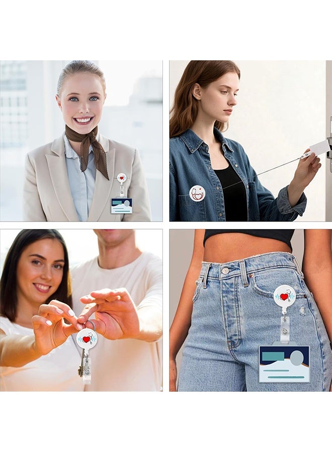 GIFT 6 Pcs Nurse Badge Reel, Cute Heart Nursing Badge Holder, Medical Badge Clip, Funny Retractable Badge Reels, Nurse Accessories, Gift for Nurses Doctors Nursing Students - Image 3
