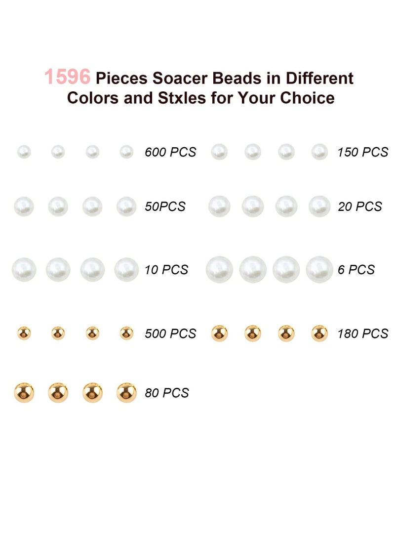 SOLARAE Bracelet Making Kits Gold Pearl Beads for Jewelry Making Kit Supplies Bracelet Making Kit for Adults Girls Beads for Crafts Kits Pearl Bracelet Necklace Friendship Small Bracelet Beads - Image 3