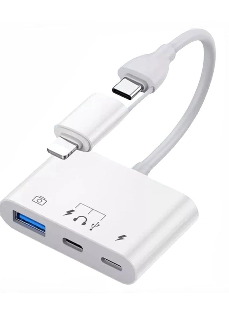 erorex 4 Port USB 3.0 to USB Type-C Adapter for iPhone 15 max, iPad, Samsung Galaxy S9/S10/S8/S7/S6/S7 Edge/S5/S6 Edge+ and android phones  - Image 1