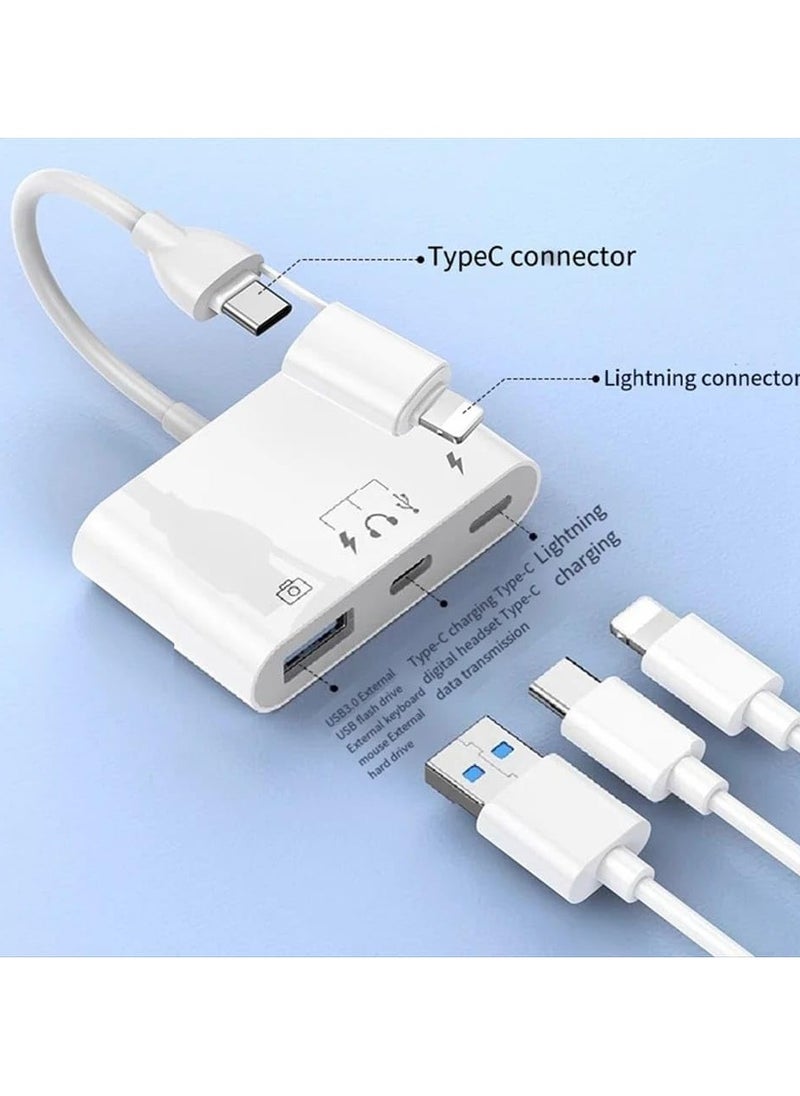 erorex 4 Port USB 3.0 to USB Type-C Adapter for iPhone 15 max, iPad, Samsung Galaxy S9/S10/S8/S7/S6/S7 Edge/S5/S6 Edge+ and android phones  - Image 2