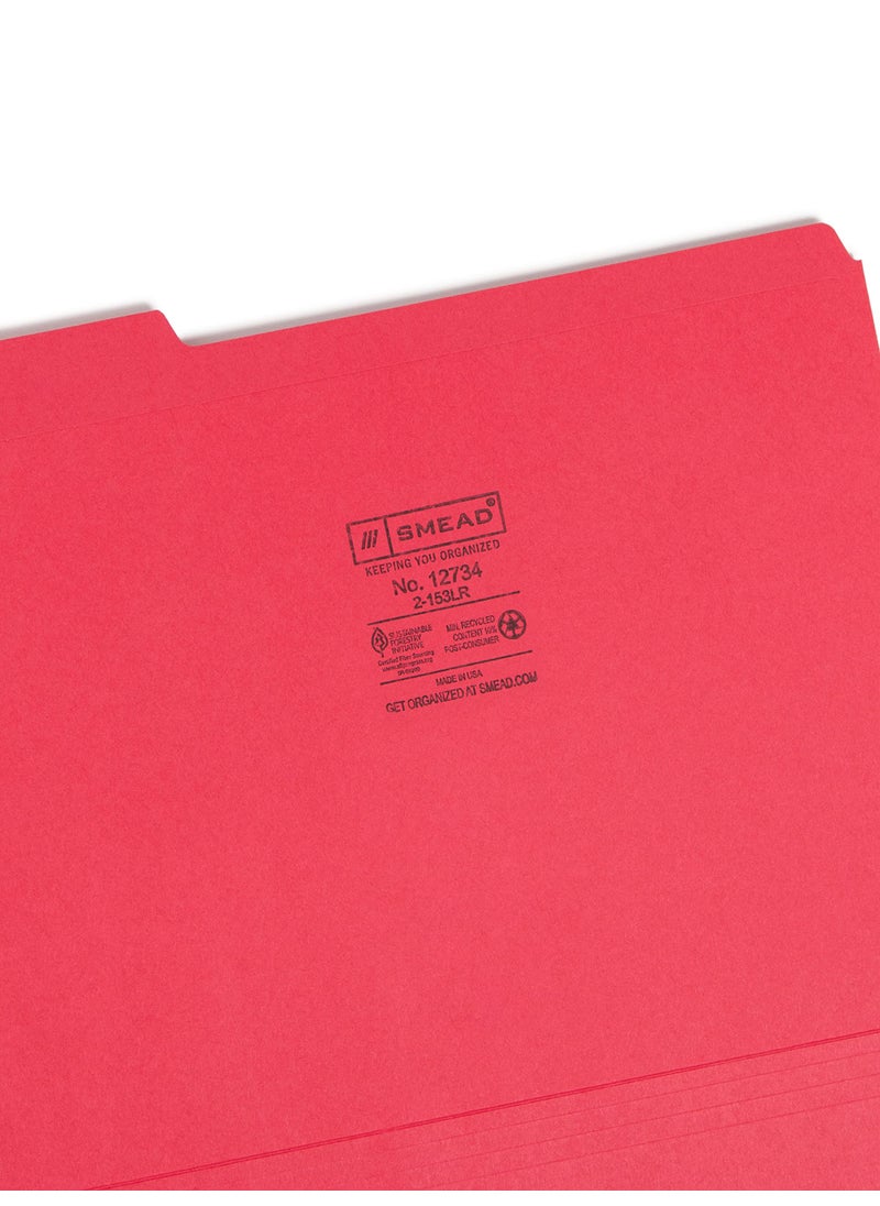 Smead Smead File Folder, Reinforced 1/3-Cut Tab, Letter Size, Red, 100 per Box (12734)  - Image 3