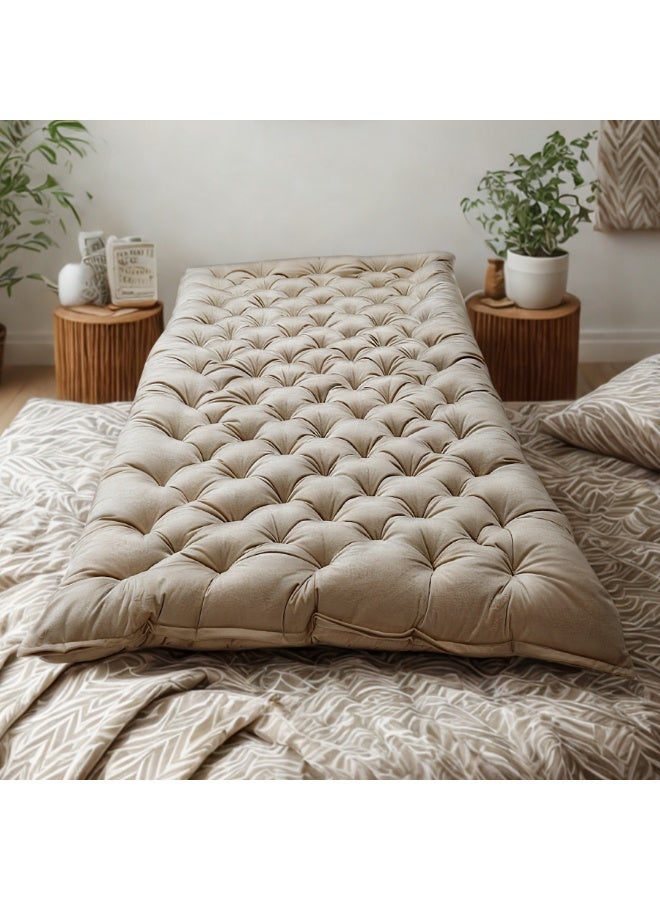 سمارت هوم مرتبة أرضية فاخرة من المخمل 190×90×10 سم – بحشوة قطن ناعمة، قابلة للطي للاستخدام في المنزل وللضيوف - Image 1