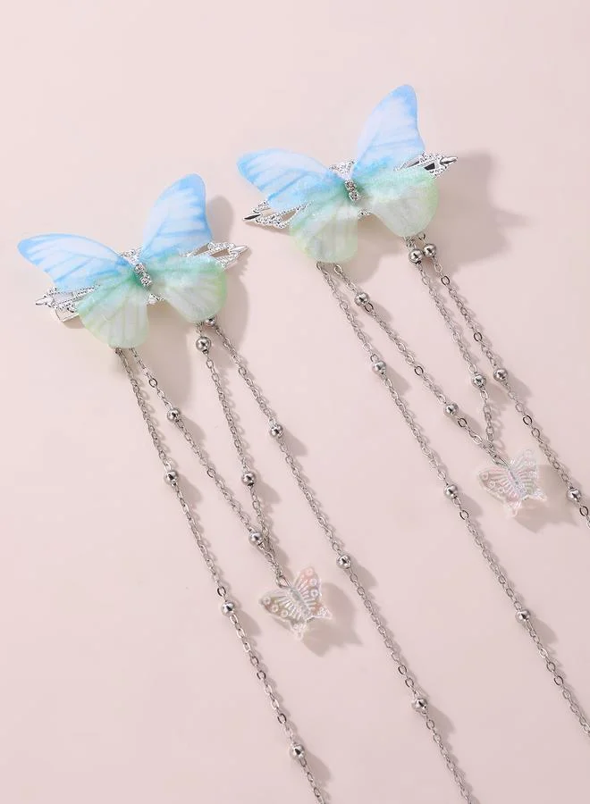 Take Two  Set of 2 - Butterfly Decor Chain Hair Clips for Women | Best Price UAE