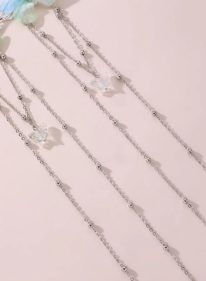تايك تو Set of 2 - Butterfly Decor Chain Hair Clips