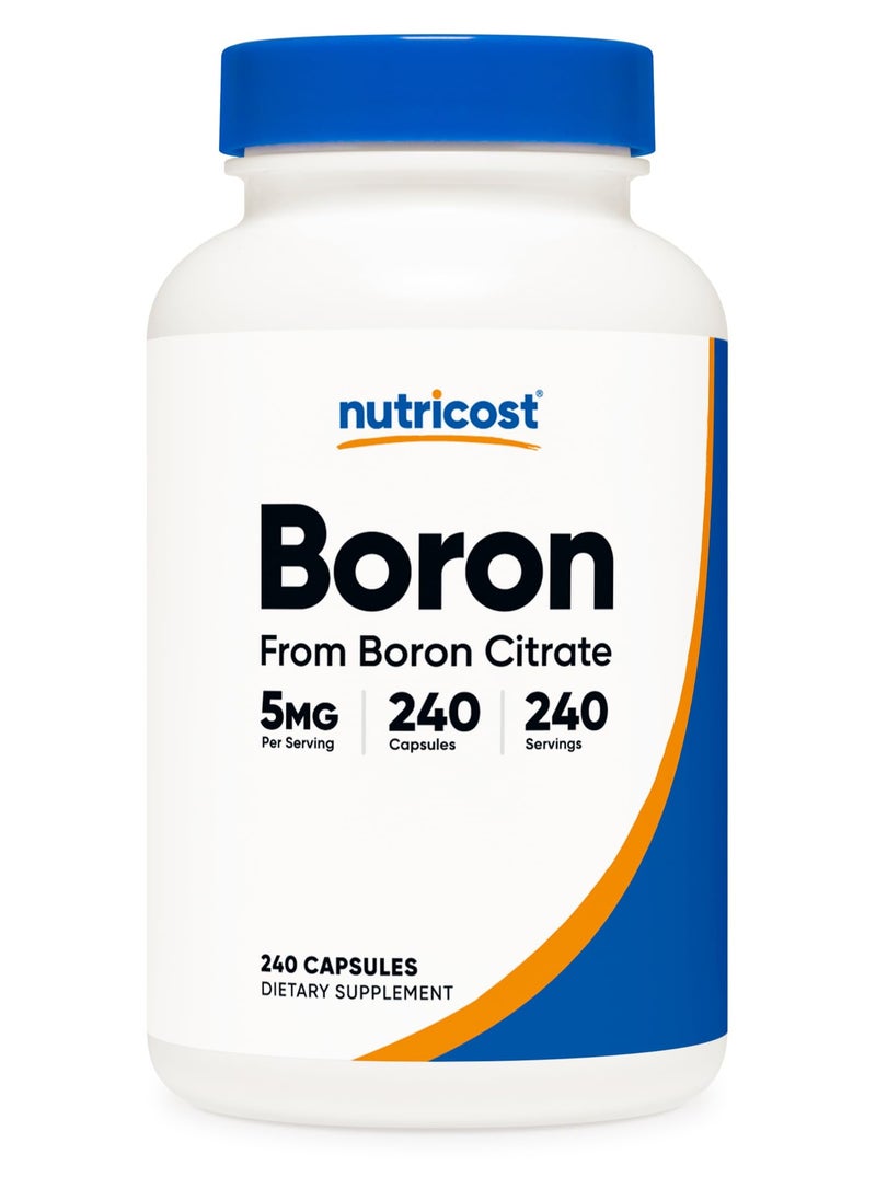 Nutricost - Boron (From Boron Citrate), 5mg Per Serving,240 Serving,240 Capsules - Dietary Supplement - Image 1