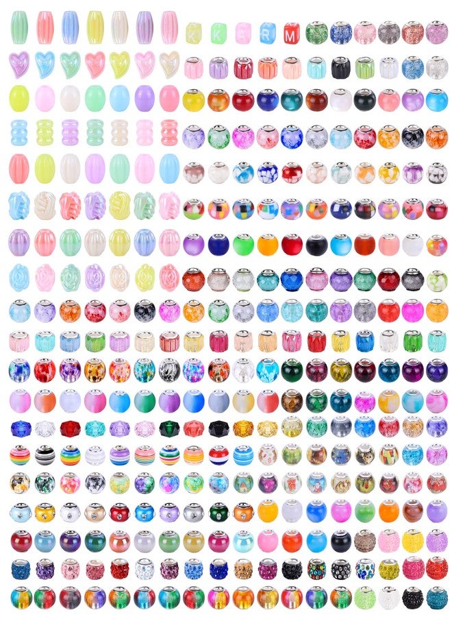AIPRIDY 260 Pieces European Beads Bulk Glass Beads Rhinestones Lampwork Beads for Jewelry Making,with Large Hole Beads Spacer Beads for DIY Craft Earring Bracelet Necklace Making, AI-BOX-260-01 - Image 2