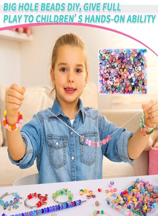 AIPRIDY 260 Pieces European Beads Bulk Glass Beads Rhinestones Lampwork Beads for Jewelry Making,with Large Hole Beads Spacer Beads for DIY Craft Earring Bracelet Necklace Making, AI-BOX-260-01 - Image 4