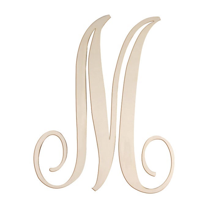 Cursive Wooden Letters M for Wall Decor 14 Inch Large Wooden Letters Unfinished Monogram Wood Letter Crafts Alphabet Sign Cutouts for DIY Painting Door Hanger M