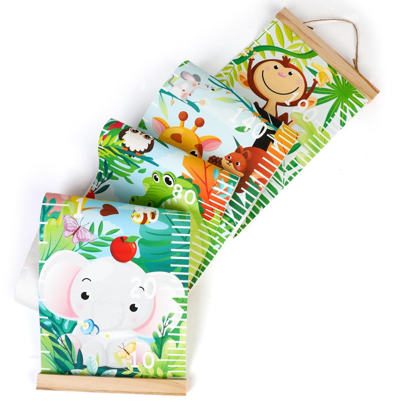 HIFOT Kids Growth Chart Height Measuring Chart, Animal Jungle Canvas Wall Hanging Rulers for Baby Children Girls Bedroom Decor 74.8''* 7.87'' (Animal) - Image 5