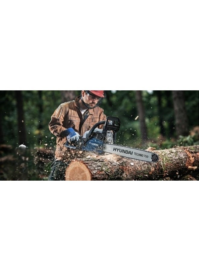 HYUNDAI Petrol Chainsaw Hyundai TECHNO 750 54cc 2kW 20 Inch Guide Bar 11000 RPM Heavy Duty Gasoline Chain Saw for Wood Cutting Forestry and Professional Use - Image 4