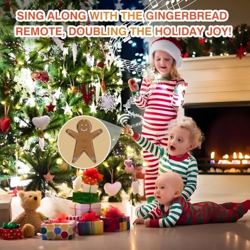 GASREKV Remote Control Outlet for Christmas Tree Lights, Gingerbread Man Wireless Remote Switch, Christmas Tree Remote Control with Built-in Music Feature, 100Ft Range - Image 3